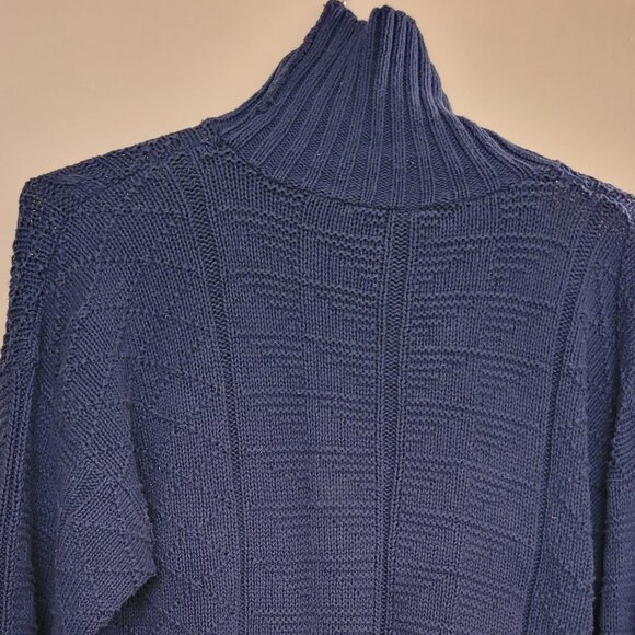 Vintage Lizwear Women’s Turtleneck Sweater Blue Pullover Knit Long Sleeve Medium - Picture 2 of 5